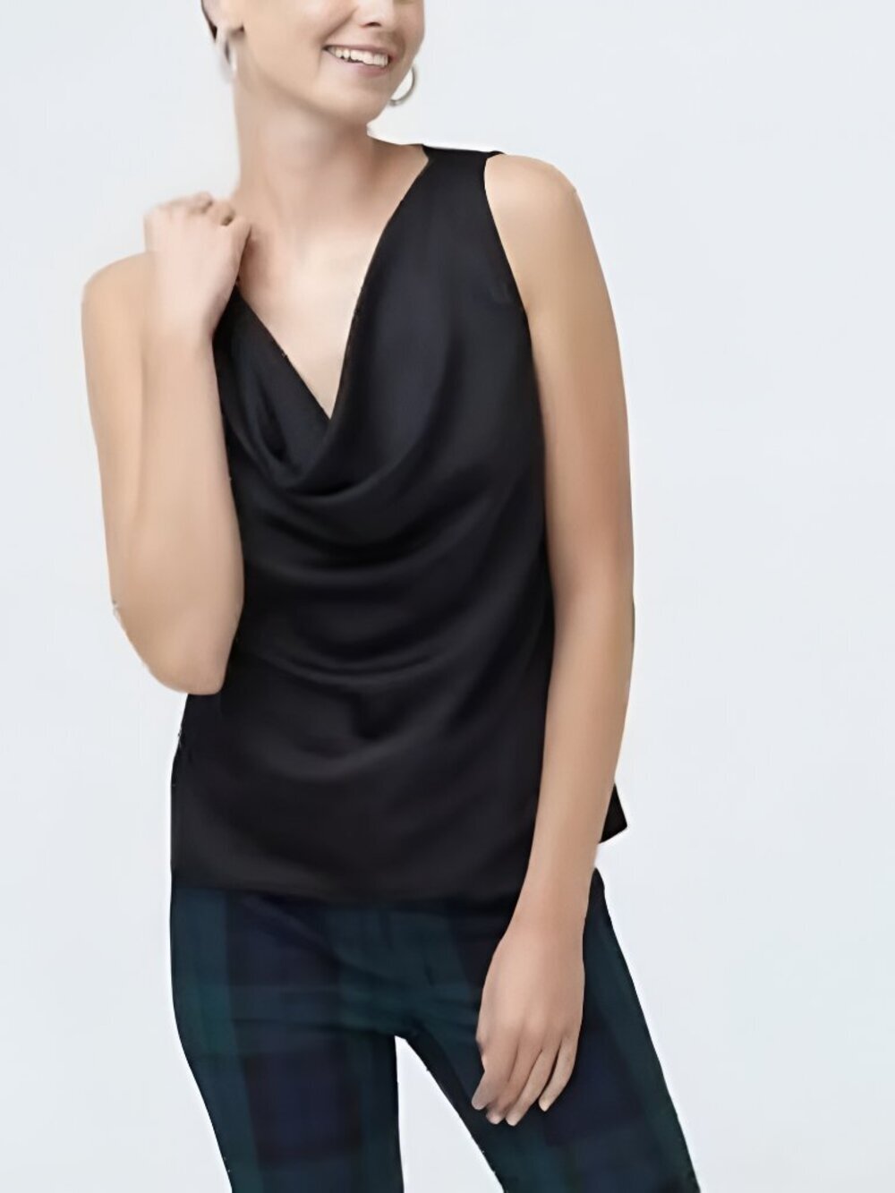 NWT J. Crew Sleeveless Cowlneck Top Black XS #A2830